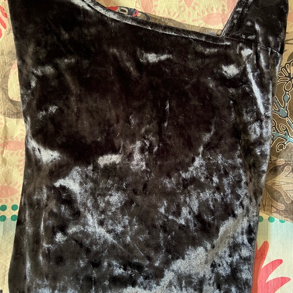 Betabrand Felicia Velvet Ruched Long Sleeve Top in Ink Blue - Size Large - Picture 4 of 5